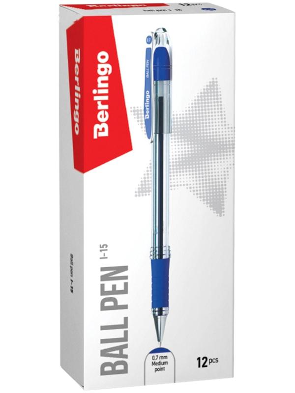 Ручка шариковая I-15, узел 0.7 мм, чернила синие, грип