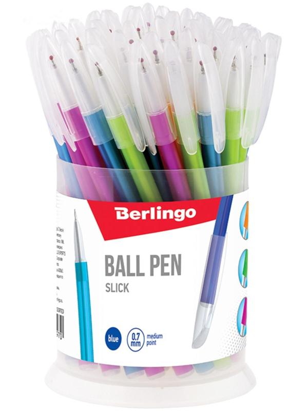 Ручка шариковая 0.7 мм, Slick, чернила синие, игольчатый стержень, микс