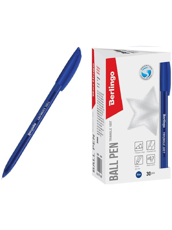Ручка шариковая 0.7 мм, Triangle 100T, чернила синие, трёхгранная, игольчатый стержень