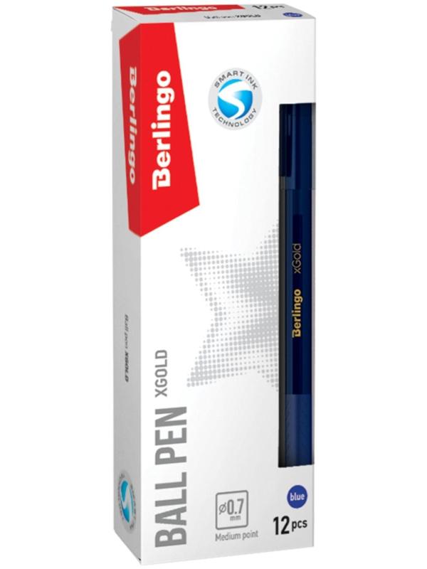 Ручка шариковая xGold, узел 0.7 мм, чернила синие, игольчатый стержень, грип