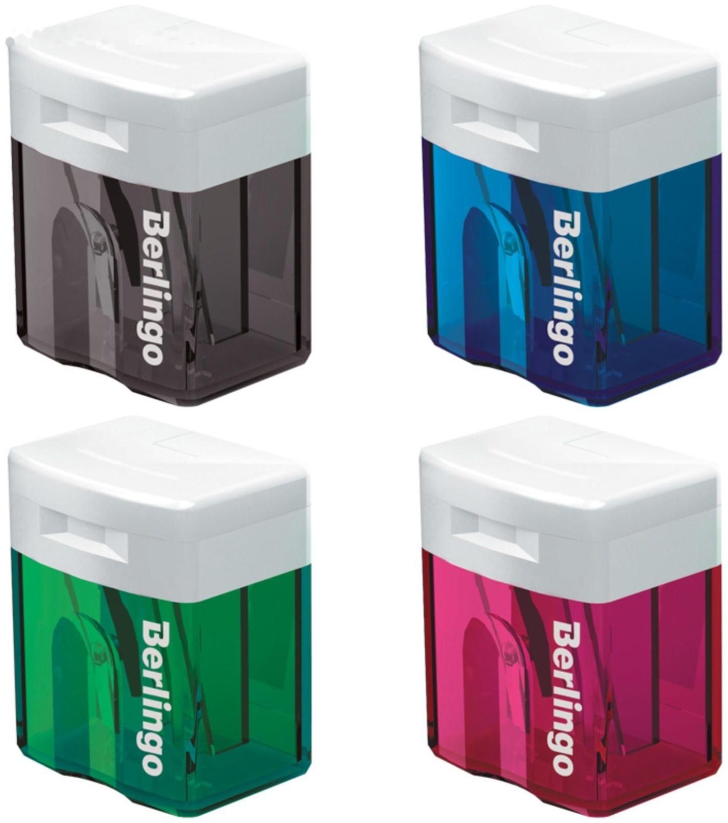 Точилка пластиковая, 1 отверстие, контейнер, микс