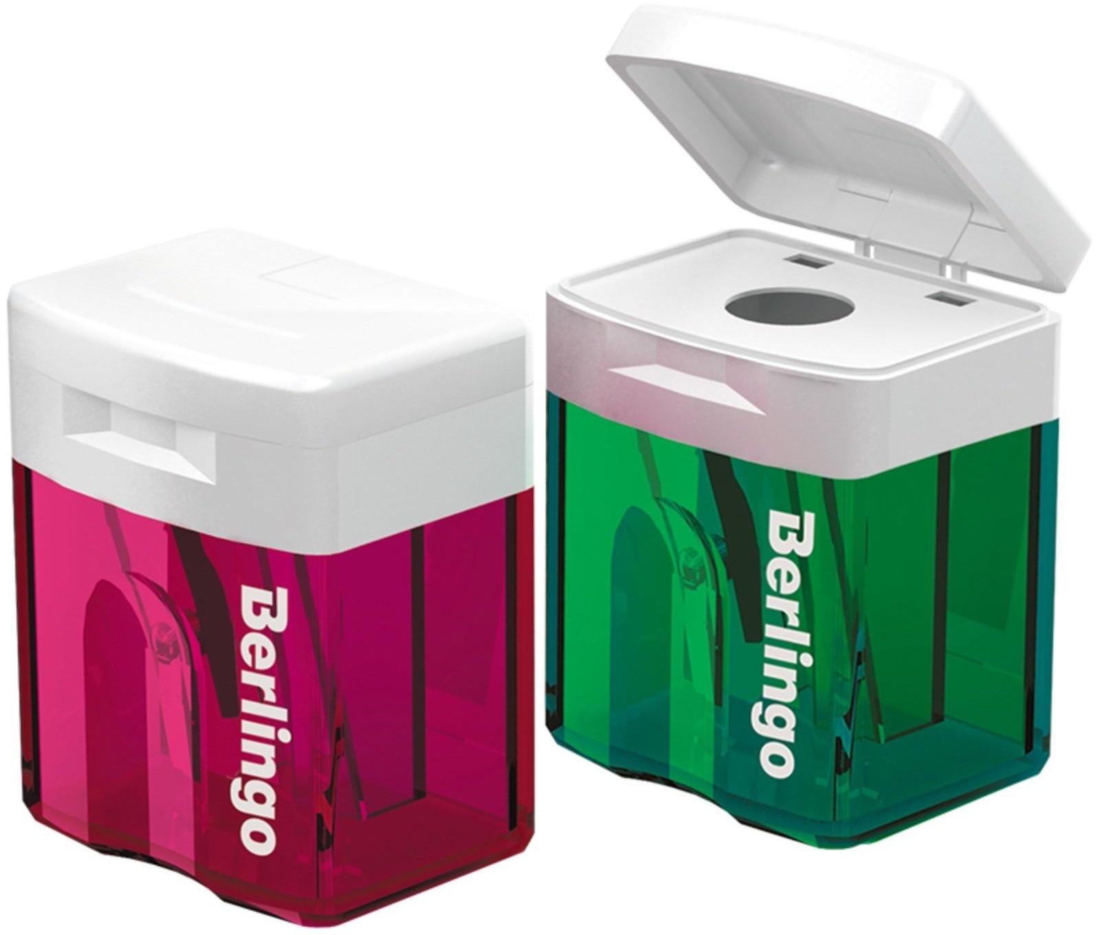 Точилка пластиковая, 1 отверстие, контейнер, микс