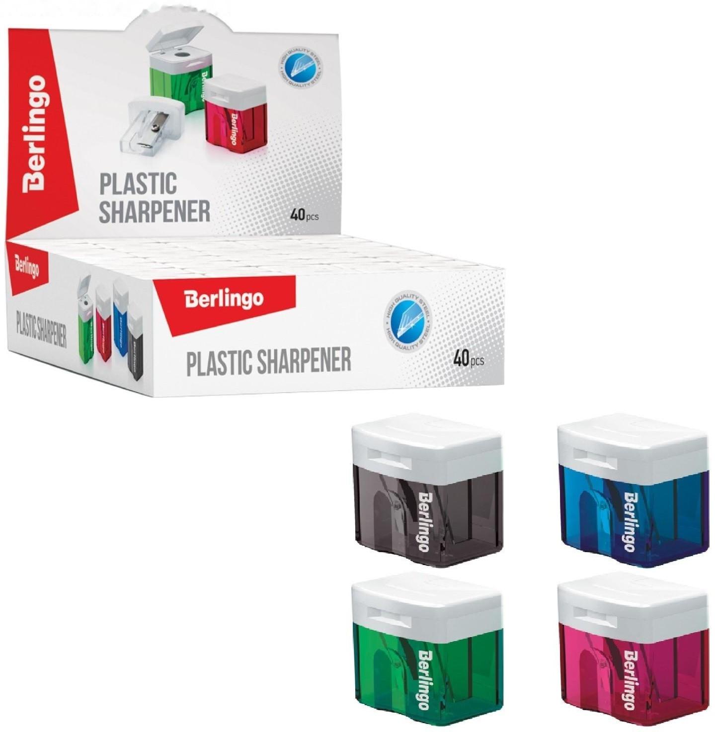 Точилка пластиковая, 1 отверстие, контейнер, микс