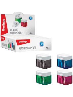 Точилка пластиковая, 1 отверстие, контейнер, микс