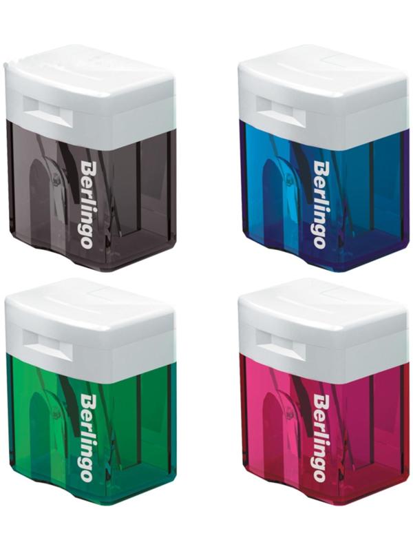 Точилка пластиковая, 1 отверстие, контейнер, микс