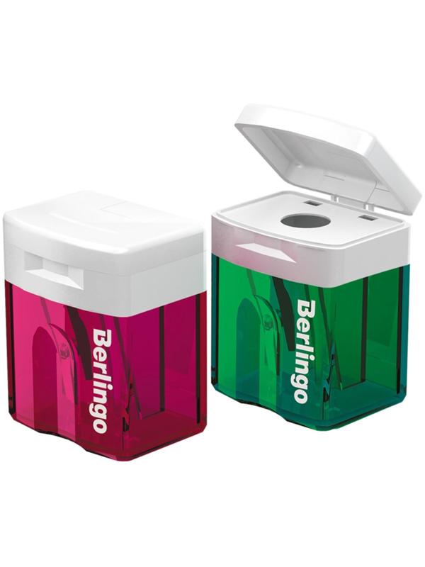 Точилка пластиковая, 1 отверстие, контейнер, микс