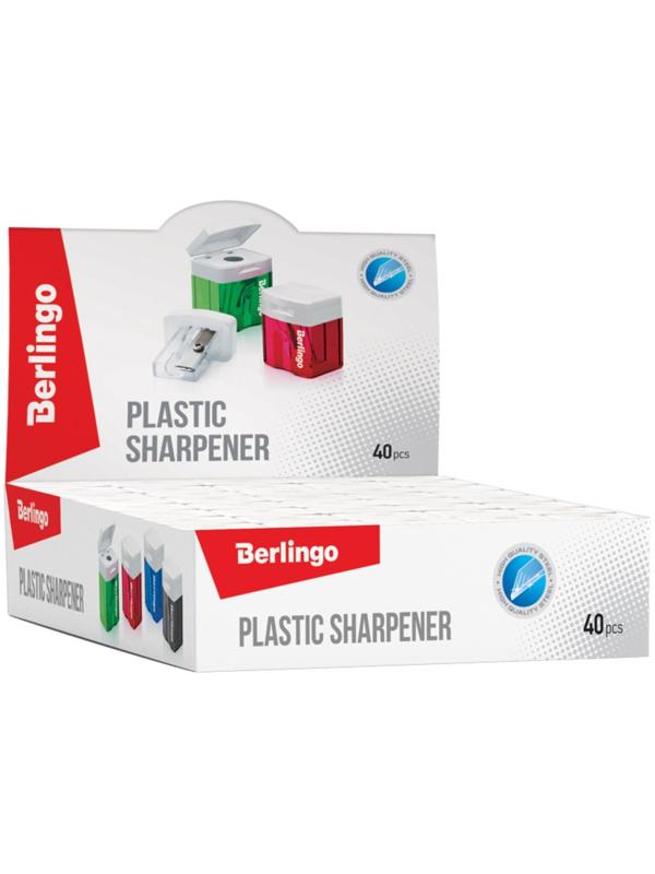 Точилка пластиковая, 1 отверстие, контейнер, микс