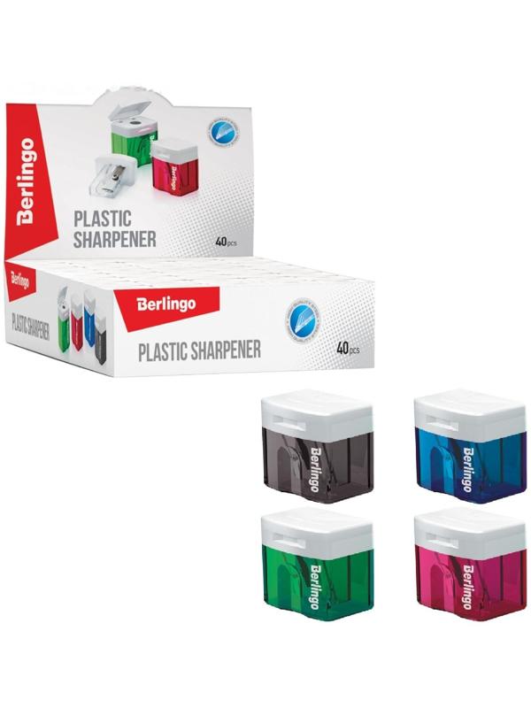 Точилка пластиковая, 1 отверстие, контейнер, микс