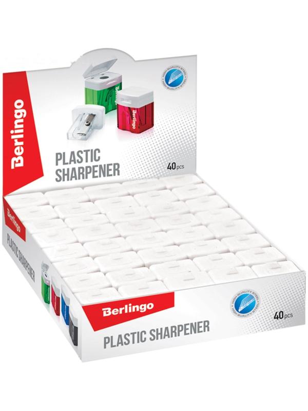 Точилка пластиковая, 1 отверстие, контейнер, микс