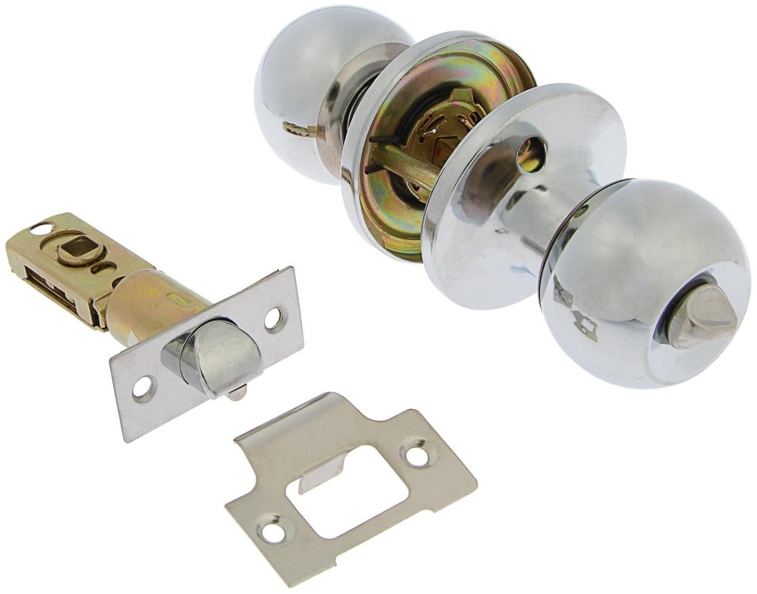 Защелка 1302, с фиксатором, без ключа, цвет хром