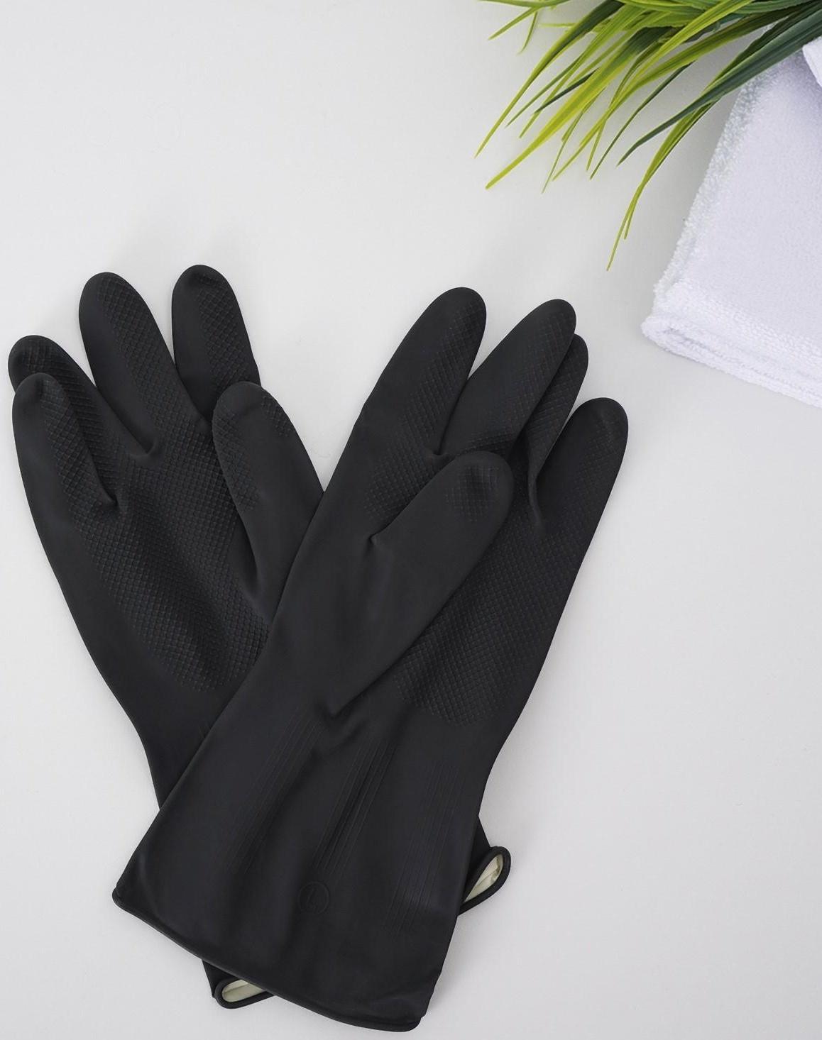 Перчатки хозяйственные резиновые Доляна, размер XL, защитные, химически стойкие, 55 гр, цвет чёрный, 1 пара