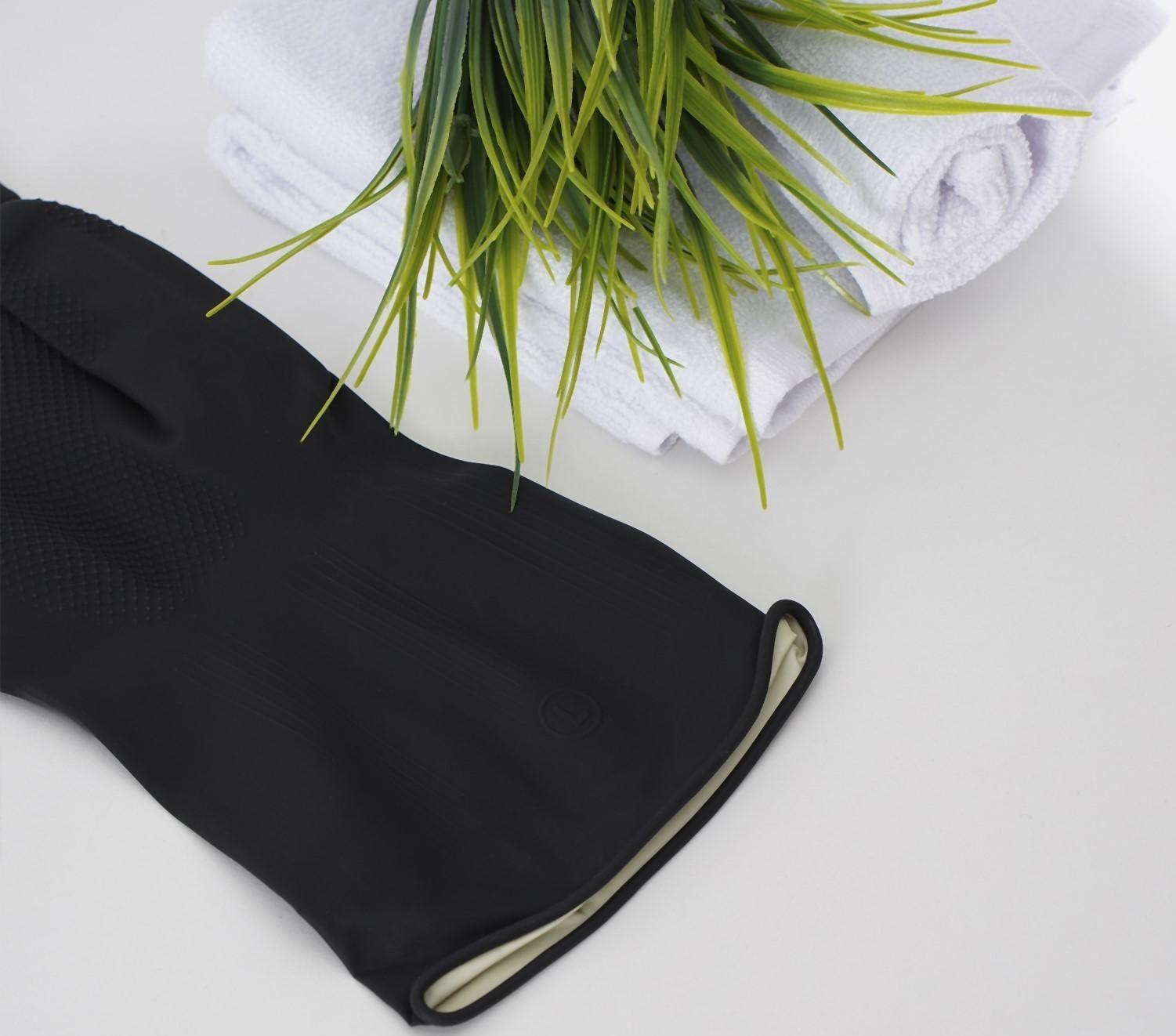 Перчатки хозяйственные резиновые Доляна, размер XL, защитные, химически стойкие, 55 гр, цвет чёрный, 1 пара