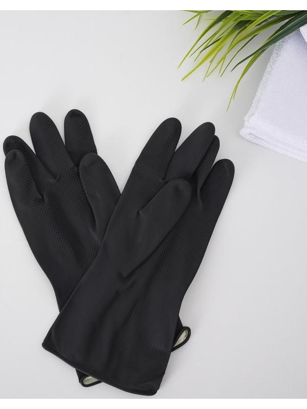 Перчатки хозяйственные резиновые Доляна, размер XL, защитные, химически стойкие, 55 гр, цвет чёрный, 1 пара