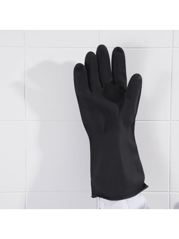 Перчатки хозяйственные резиновые Доляна, размер XL, защитные, химически стойкие, 55 гр, цвет чёрный, 1 пара