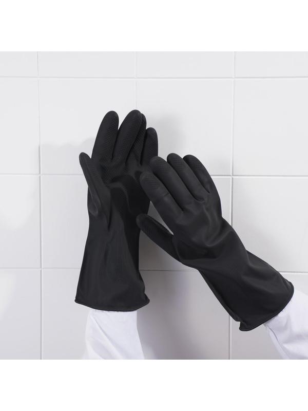 Перчатки хозяйственные резиновые Доляна, размер XL, защитные, химически стойкие, 55 гр, цвет чёрный, 1 пара