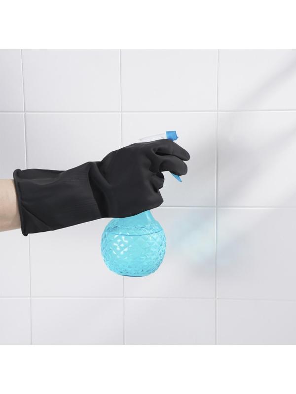 Перчатки хозяйственные резиновые Доляна, размер XL, защитные, химически стойкие, 55 гр, цвет чёрный, 1 пара