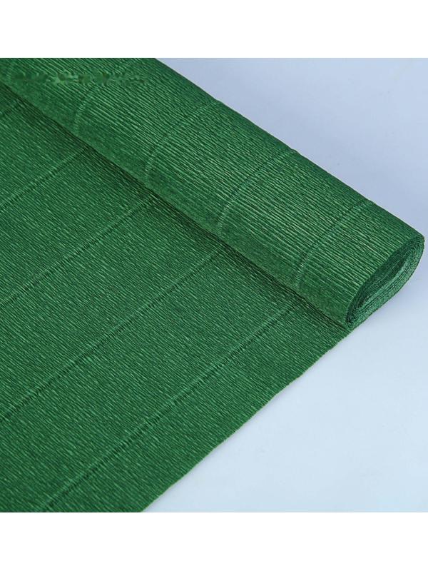 Бумага для упаковок и поделок, гофрированная, тёмно-зелёная, зеленая, однотонная, двусторонняя, рулон 1 шт., 0,5 х 2,5 м