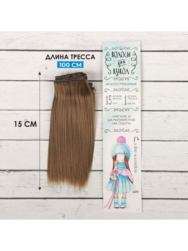 Волосы - тресс для кукол «Прямые» длина волос: 15 см, ширина:100 см, цвет № 18В