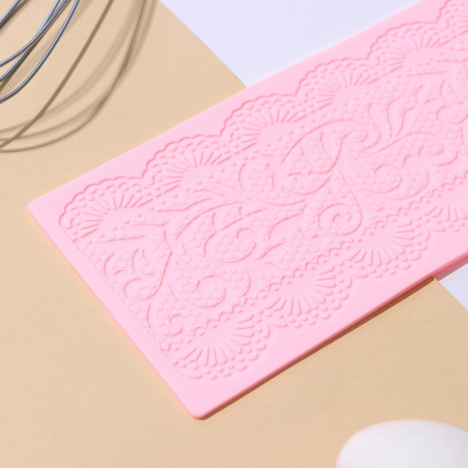 Коврик для айсинга силиконовый Доляна «Ажур», 39×10 см, цвет МИКС