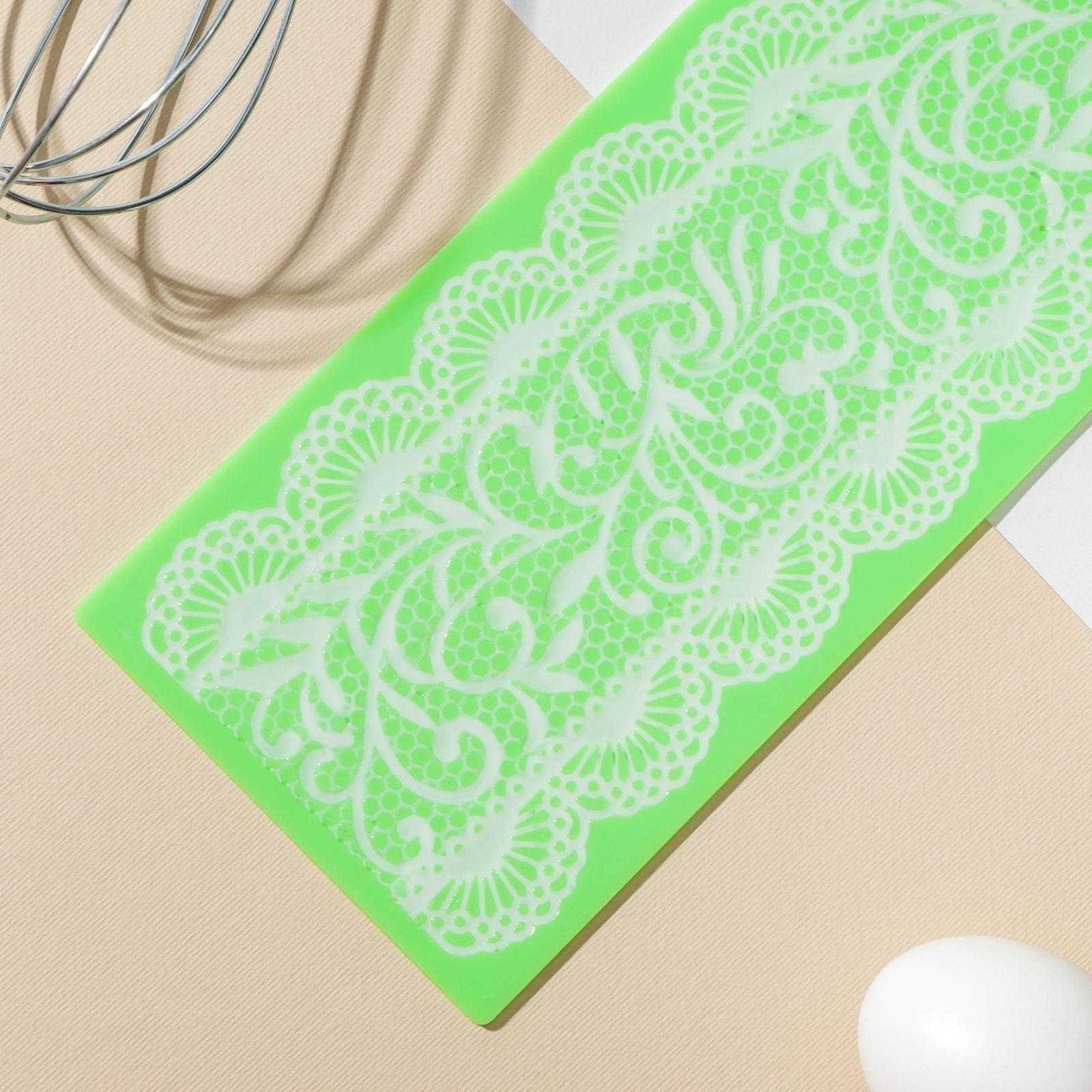 Коврик для айсинга силиконовый Доляна «Ажур», 39×10 см, цвет МИКС