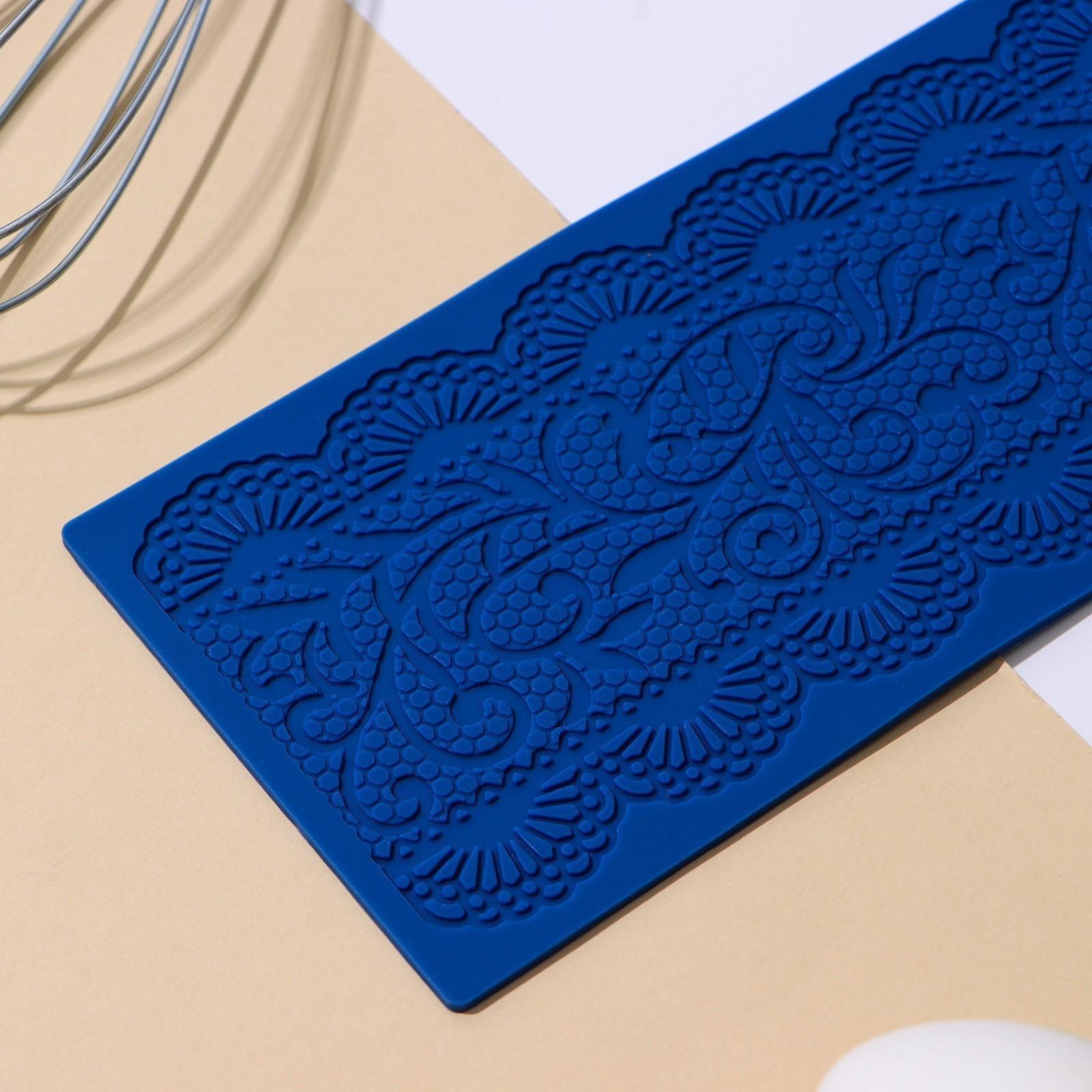 Коврик для айсинга силиконовый Доляна «Ажур», 39×10 см, цвет МИКС