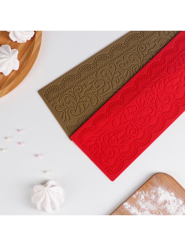 Коврик для айсинга силиконовый Доляна «Ажур», 39×10 см, цвет МИКС