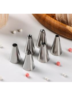 Набор насадок кондитерских Доляна, d=1,8 см, 6 шт, форма МИКС