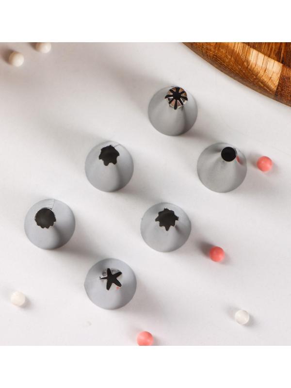 Набор насадок кондитерских Доляна, d=1,8 см, 6 шт, форма МИКС