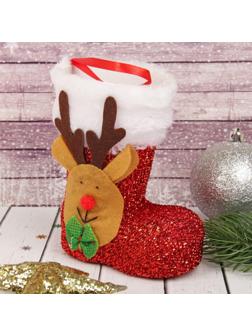 Подарочная упаковка «Сапожок», олень, красный цвет