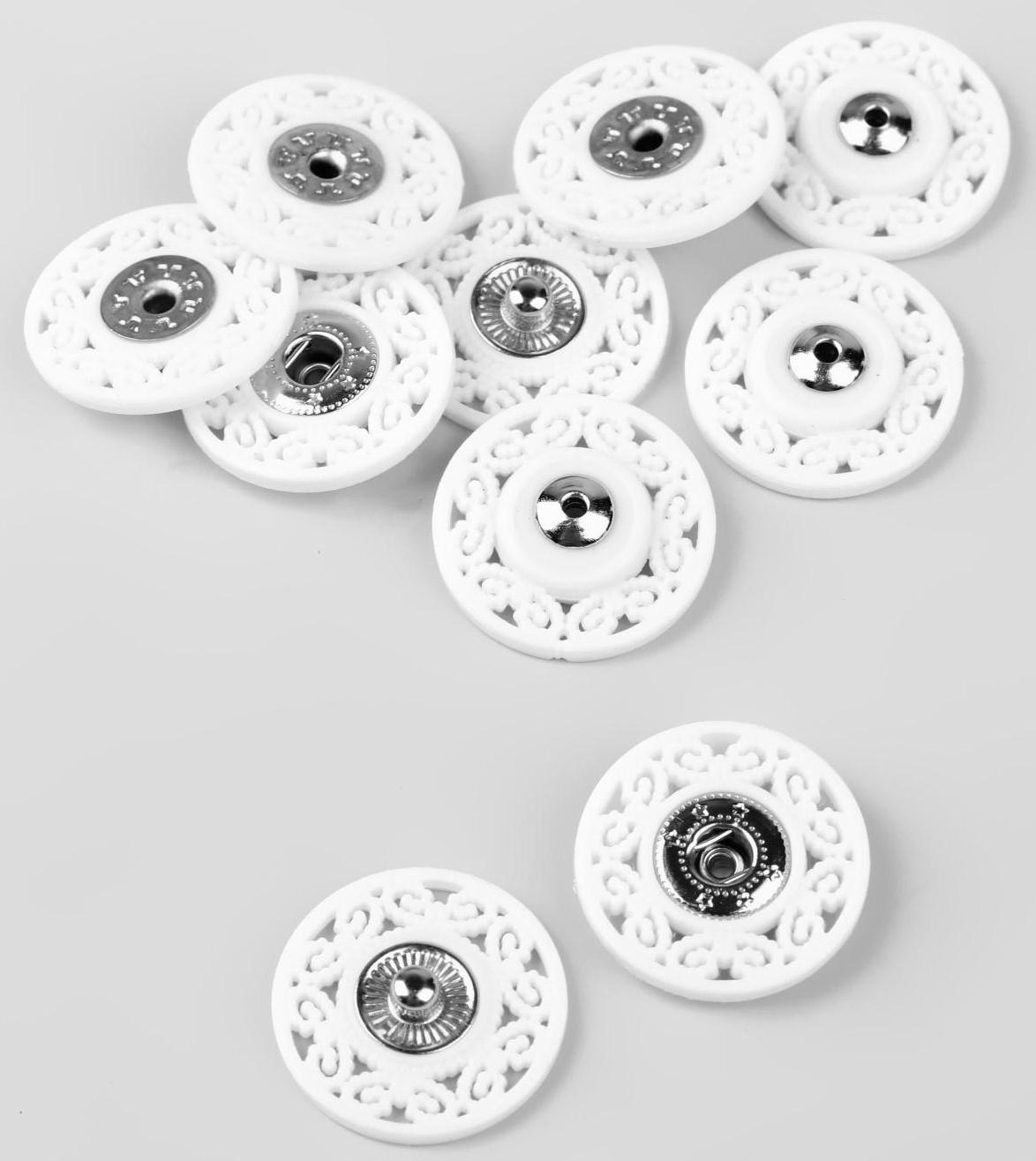 Кнопки пришивные декоративные, d = 21 мм, 5 шт, цвет белый