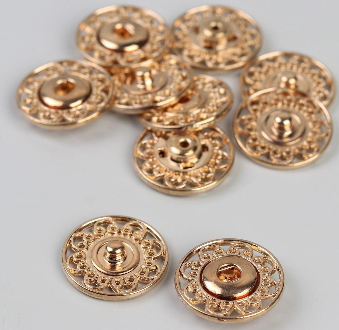 Кнопки пришивные декоративные, d = 21 мм, 5 шт, цвет золотой