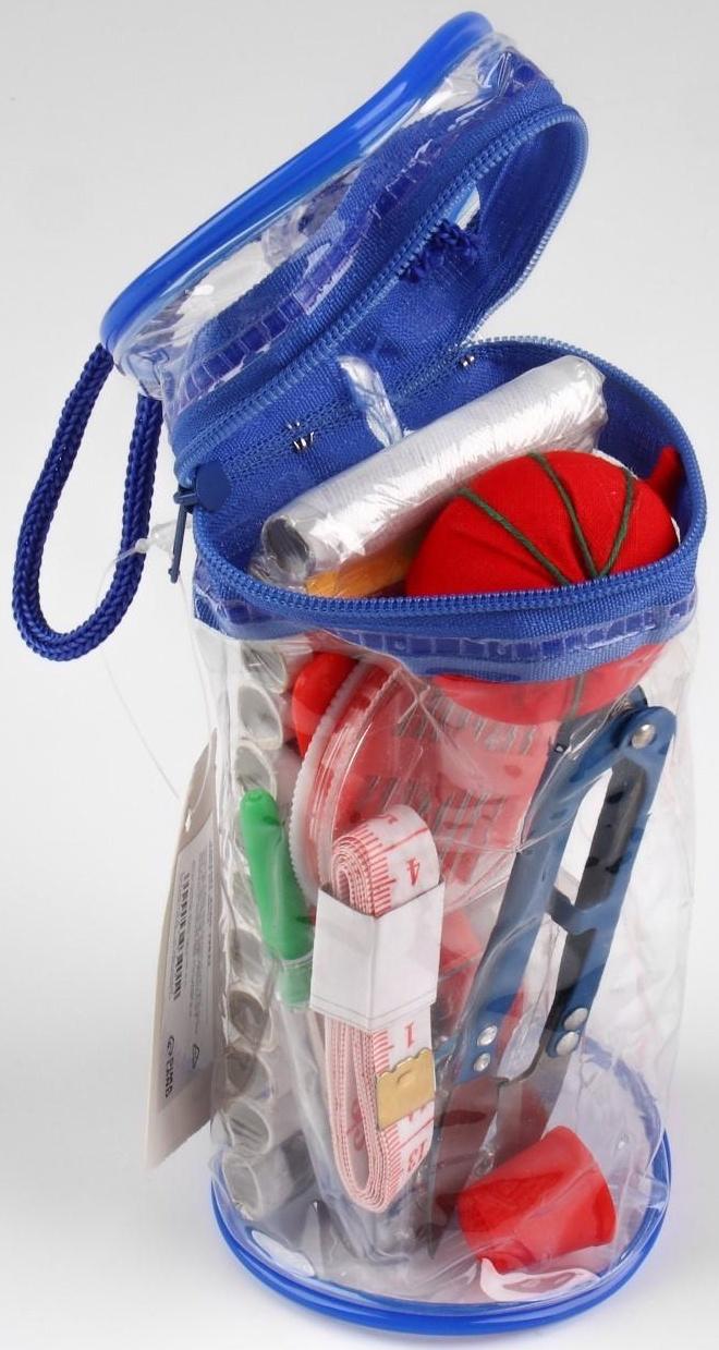 Швейный набор, 46 предметов, в сумочке ПВХ, 7,5 × 7,5 × 16,5 см,цвет МИКС