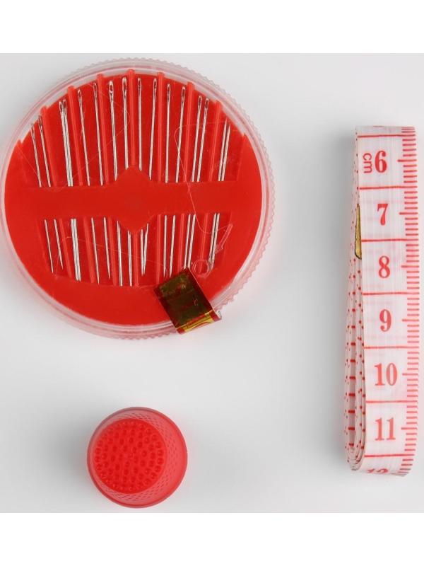 Швейный набор, 46 предметов, в сумочке ПВХ, 7,5 × 7,5 × 16,5 см,цвет МИКС