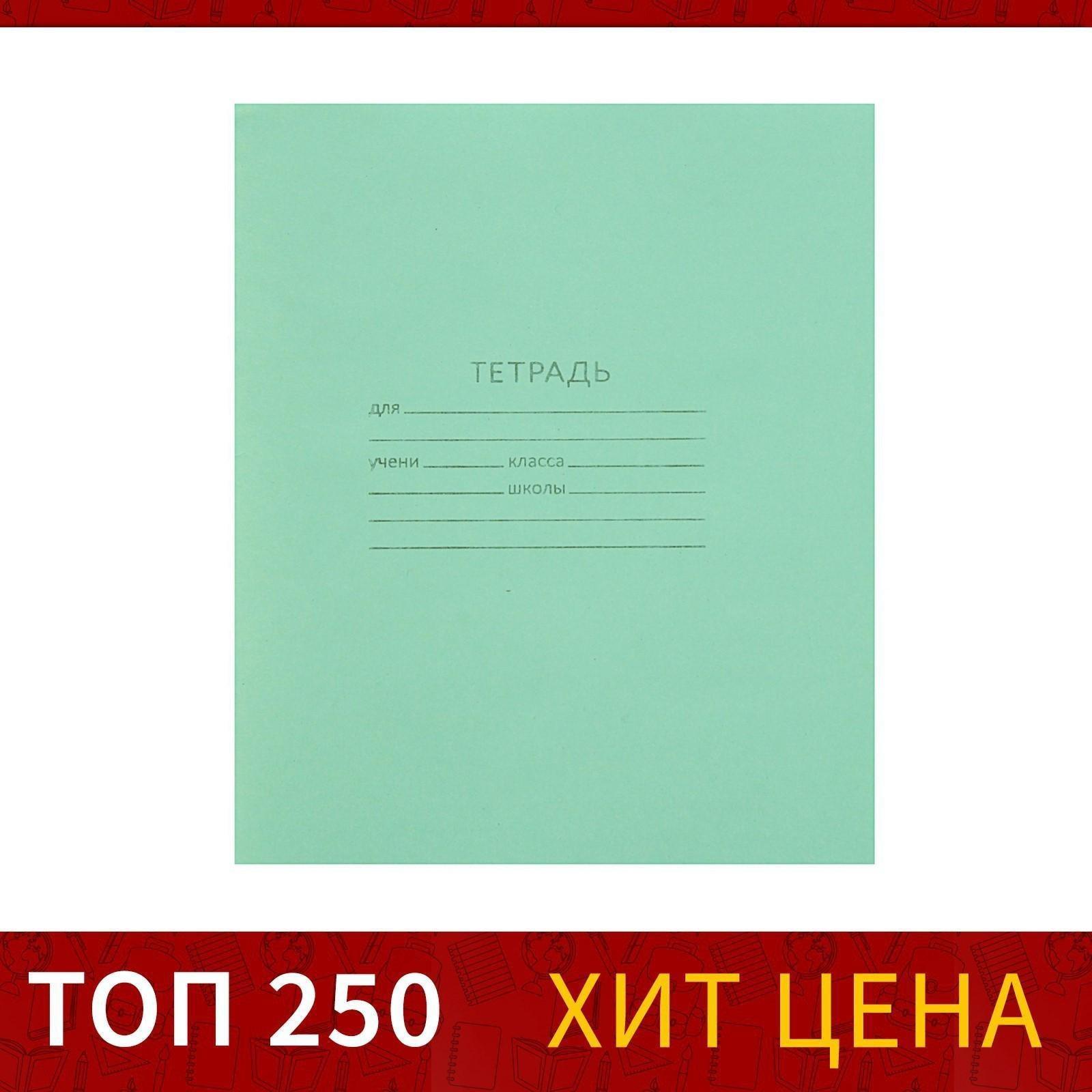 Тетрадь школьная 12 листов в косую линейку «Зелёная обложка», А5 / 200 шт.