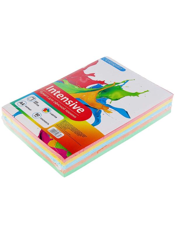Бумага цветная А4, 500 листов Calligrata Интенсив, 5 цветов, 80 г/м²
