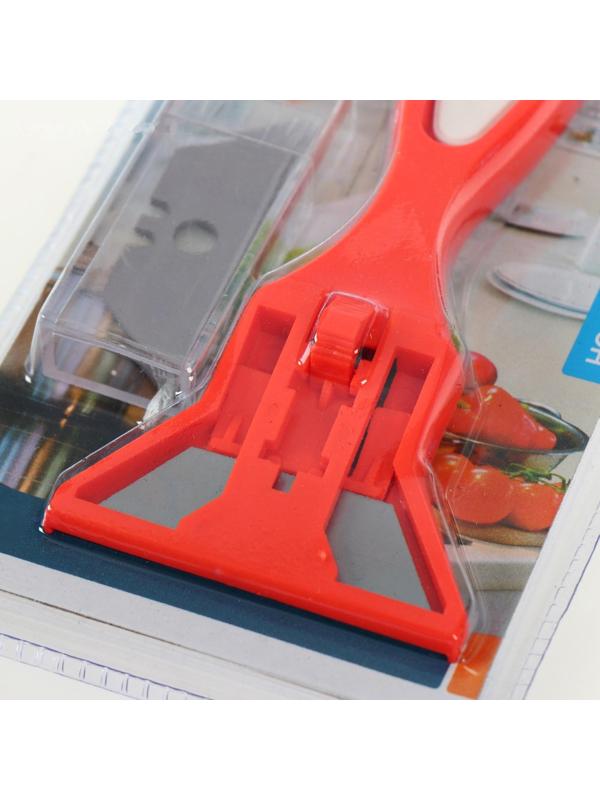 Скребок для стеклокерамических плит Euro Kitchen цвет красный/белый, 1 шт(+ 3 лезвия)