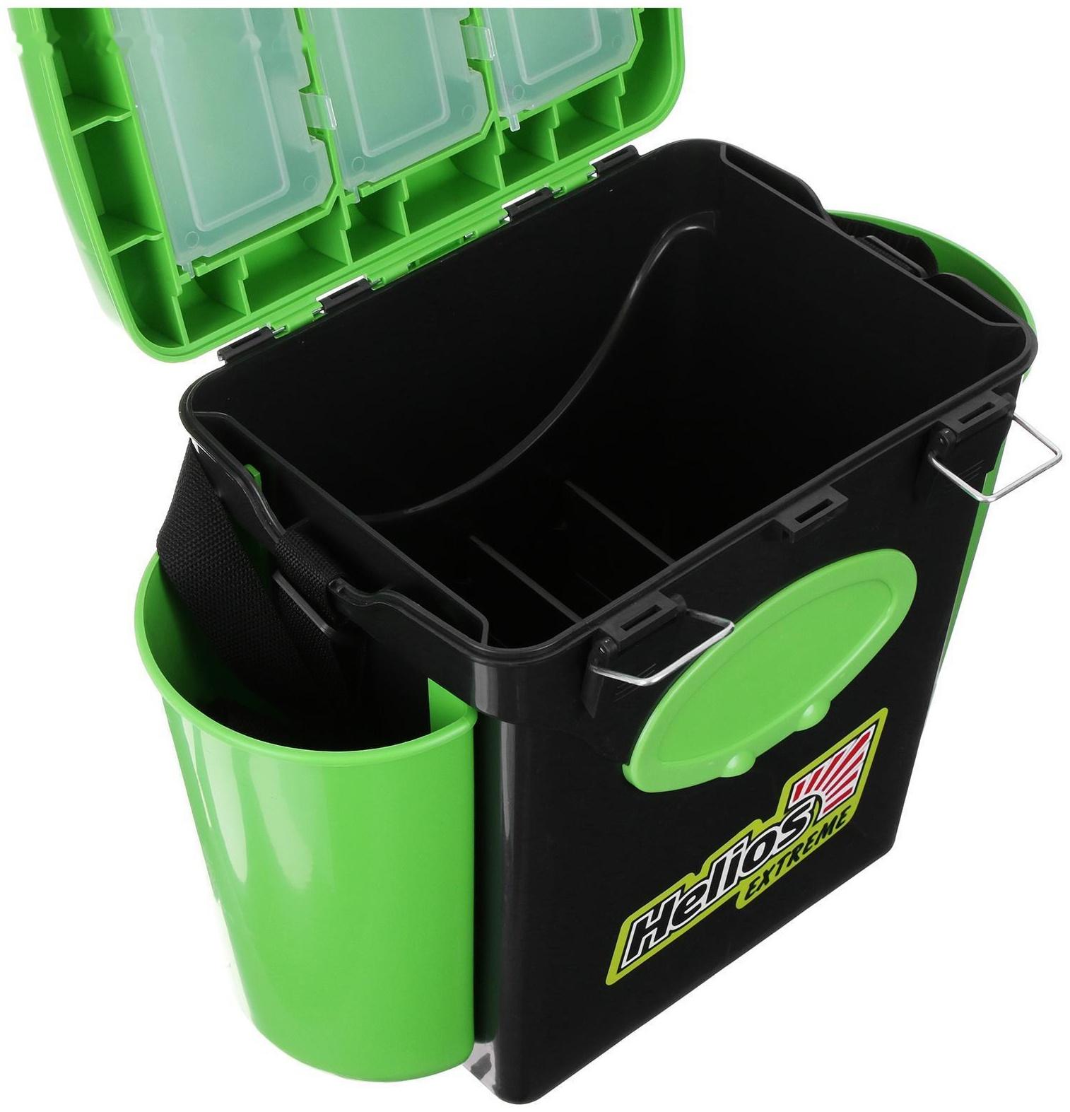 Ящик зимний Helios FishBox 10 л, односекционный, цвет зелёный