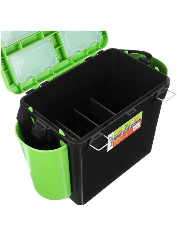Ящик зимний Helios FishBox 19 л, односекционный, цвет зелёный