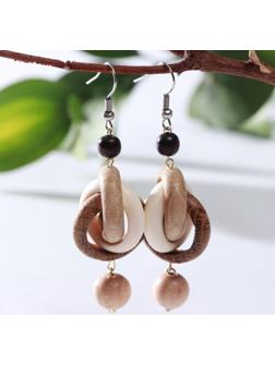 Серьги ручная работа, деревянные 