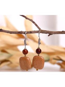 Серьги ручная работа, деревянные 