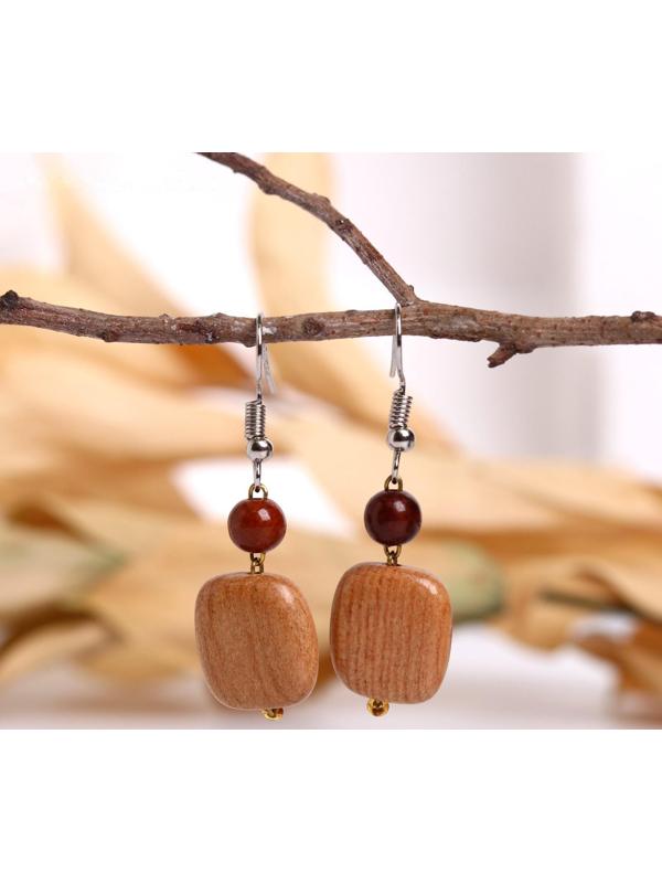 Серьги ручная работа, деревянные 