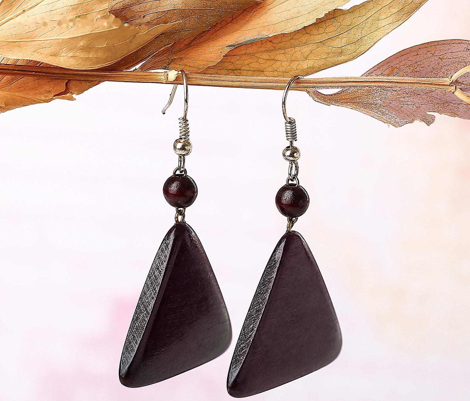 Серьги ручная работа, деревянные 