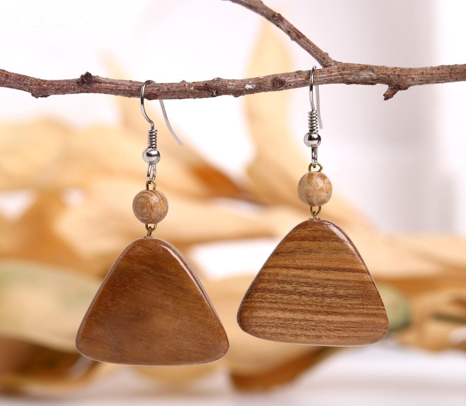 Серьги ручная работа, деревянные 