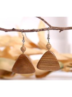 Серьги ручная работа, деревянные 