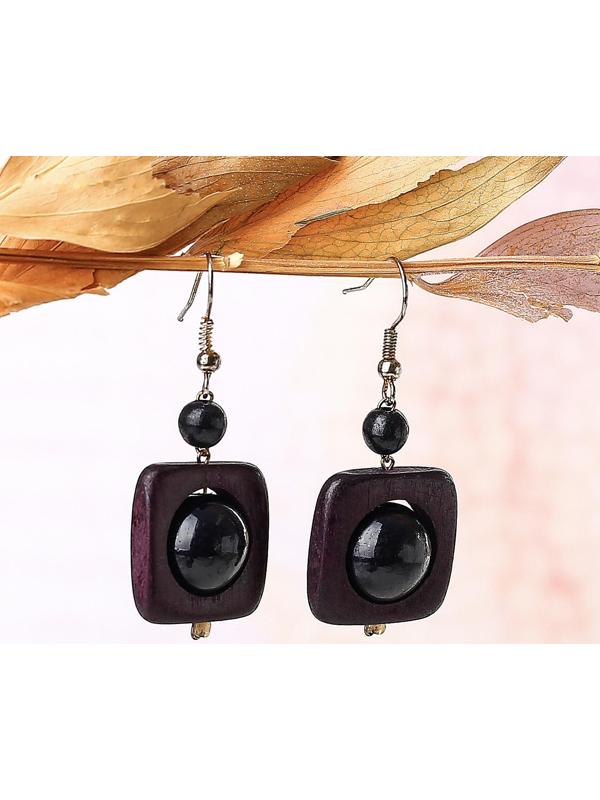 Серьги ручная работа, деревянные 