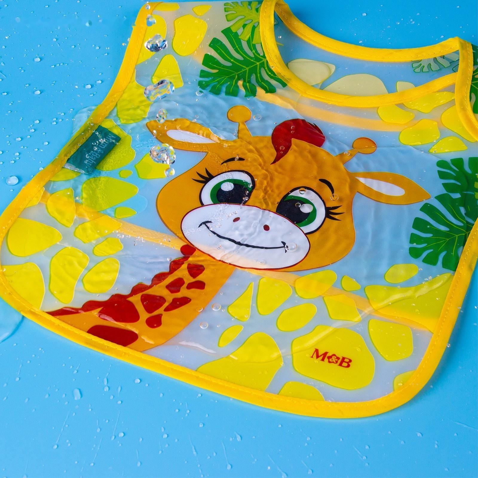 Нагрудник для кормления «Жирафик Лило» непромокаемый на липучке, с карманом