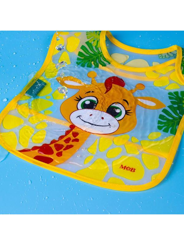 Нагрудник для кормления «Жирафик Лило» непромокаемый на липучке, с карманом