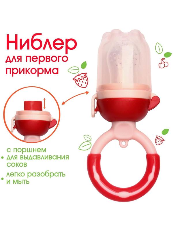 Ниблер для прикорма «Малина», с силиконовой сеточкой, цвет красный