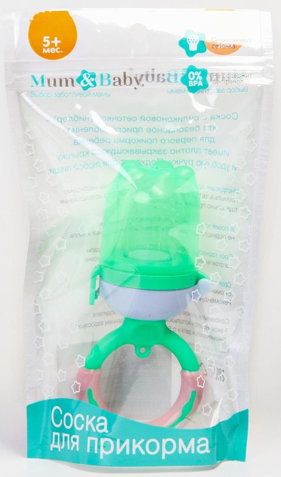 Ниблер для прикорма «Яблоко», с силиконовой сеточкой, цвет зелёный