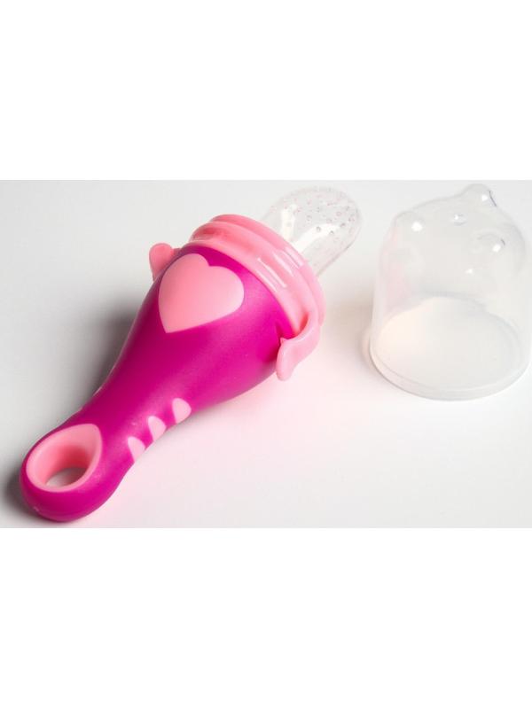 Ниблер для прикорма, с силиконовой сеточкой «Сердечко», цвет розовый
